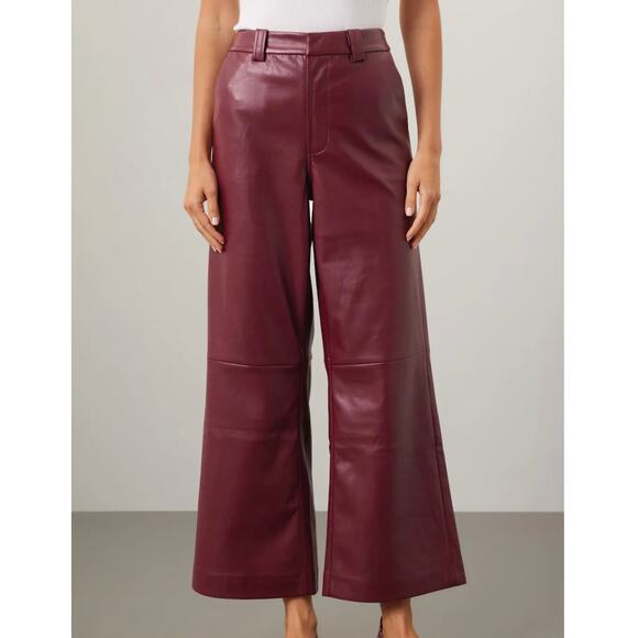 Joe's Jeans Burgundy Faux Leather Pants Size 31 Wide Leg Trouser Designer $198 - Picture 1 of 9